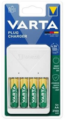 Elemtöltő, AA/AAA, 4x2100 mAh AA, VARTA "Plug"