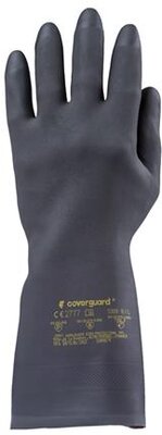 Védőkesztyű, neoprén, vegyszerálló, érdesített, kesztyű, 10/XL méret, fekete