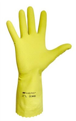Védőkesztyű, latex, 9-es méret, sárga, (10 pár)