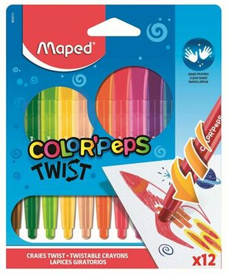 Zsírkréta, kitekerhető, MAPED "Color'Peps", 12 különböző szín, (12 db)