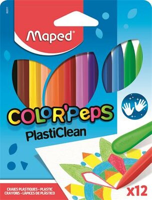 Zsírkréta, MAPED "Color'Peps" PlastiClean, 12 különböző szín, (12 db)