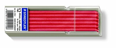 Jelölőkréta hegy, mindenre író, lemosható (omnichrom), STAEDTLER "Lumocolor 218", piros, (12 szál)