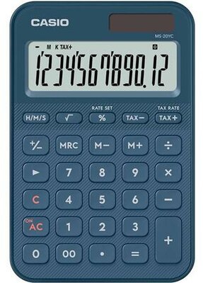 Számológép, asztali, 12 számjegy, CASIO, "MS 20 YC", kék