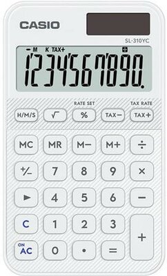 Zsebszámológép, 10 számjegy, CASIO "SL 310 YC", fehér