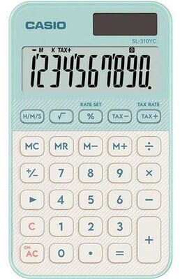 Zsebszámológép, 10 számjegy, CASIO "SL 310 YC", zöld