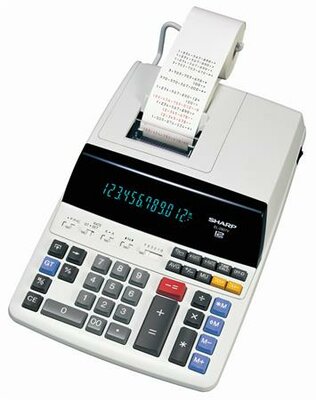 Számológép, szalagos, 12 számjegy, 2 színű nyomtató, SHARP "EL-2607LG"