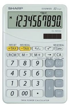 Számológép, asztali, 10 számjegy, SHARP "EL-M332", fehér