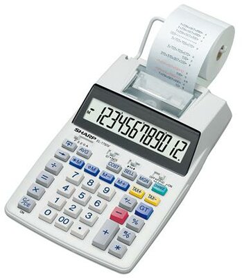 Számológép, szalagos, 12 számjegy, 2 színű nyomtató, SHARP "EL-1750V"