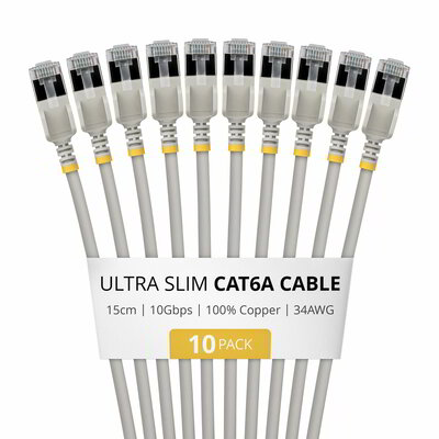 Startech - 15 cm-es szürke, ultravékony Cat6a Ethernet kábel, 10 darabos - 6ASTP34GRS15CM10PK