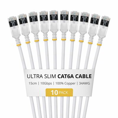 Startech - 15 cm-es fehér, ultravékony Cat6a Ethernet kábel - 6ASTP34WHS15CM10PK
