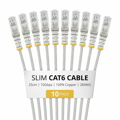 Startech - 25 cm-es szürke vékony CAT6 hálózati kábel, 10 darabos - N6PAT25CMGRS10PK
