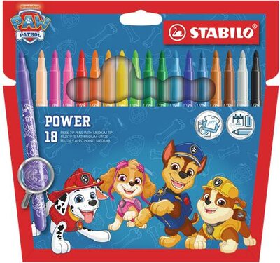 Filctoll készlet, vastag, 2 mm, STABILO "Power", Mancs őrjárat, 18 különböző szín, (18 db)