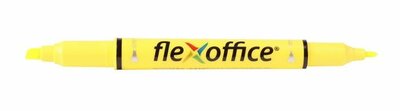 Szövegkiemelő, 1,0/4,0 mm, kétvégű, FLEXOFFICE "HL01", sárga, (12 db)