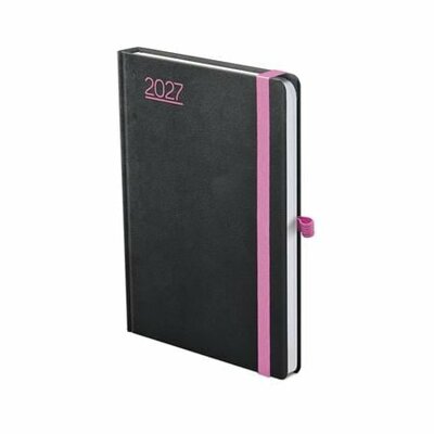 Naptár, tervező, A5, napi, TOPTIMER, "Nero", fekete-pink