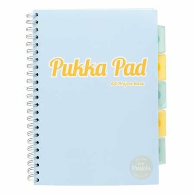 Spirálfüzet, A4, vonalas, 100 lap, PUKKA PAD "Pastel project book", vegyes szín