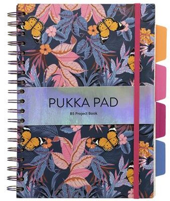 Spirálfüzet, B5, vonalas, 100 lap, PUKKA PAD "Project Book Bloom", vegyes minta