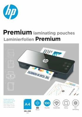 Meleglamináló fólia, 80 mikron, A4, fényes, 100 db, HP "Premium", (100 db)