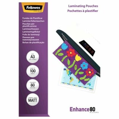 Meleglamináló fólia, 80 mikron, A3, matt, 100 db, FELLOWES, (100 db)