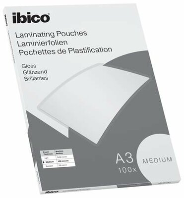 Meleglamináló fólia, 100 mikron, A3, fényes, IBICO "Medium", (100 db)