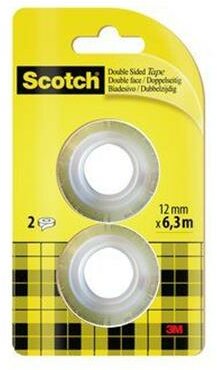 Ragasztószalag, kétoldalas, utántöltő, 12 mm x 6,3 m, 3M SCOTCH, (2 db)