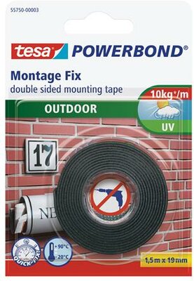 Ragasztószalag, kétoldalas, kültéri, 19 mm x 1,5 m, TESA "Powerbond"