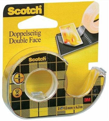 Ragasztószalag, kétoldalas, adagolón, kézi, 12,7 mm x 6,3 m, 3M SCOTCH, (6 méter)