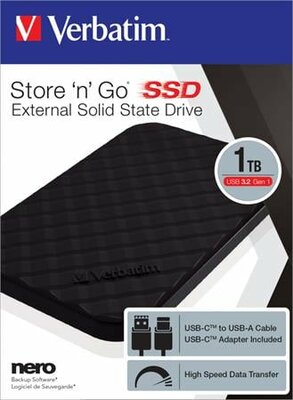 VERBATIM - Store 'n' Go hordozható SSD USB 3.2 Gen 1 1 TB - 53230