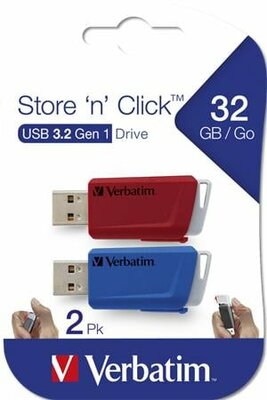 VERBATIM - Store 'n' Click USB meghajtó 2 x 32 GB piros / kék - 49308