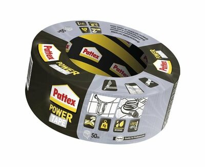 Ragasztószalag, 50 mm x 50 m, HENKEL "Pattex Power Tape", ezüst, (50 méter)