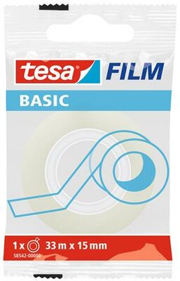 Ragasztószalag, 15 mm x 33 m, TESA "Basic", átlátszó, (33 méter)