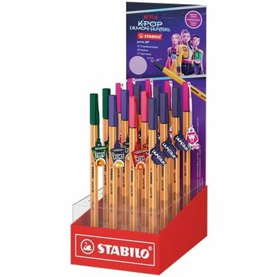 Tűfilc display, 0,4 mm, STABILO "Point 88" "K-Pop démonvadászok", (16 db)