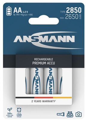 ANSMANN - akku, ceruza, AA, 2850 mAh, Nagy energiafogyasztású eszközökhöz is, 4 db - 5035212