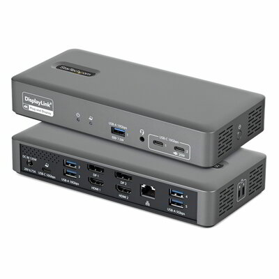 Startech - Kétmonitoros USB-C dokkolóállomás, 4K 60Hz, HDMI vagy DisplayPort, 96 W - 194UE-USBC-SMARTDOCK