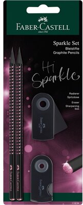 Faber-Castell Grip Sparkle BL Sparkle Line, Midnight Rose grafitceruza szett (2 db + mini hegyező + mini radír)