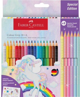 Faber-Castell Grip Unikornis 18+6 db háromszögletű színesceruza készlet