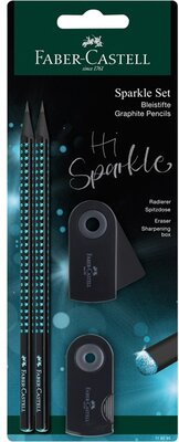 Faber-Castell Sparkle Midnight 4 db-os fekete/óceánkék B háromszögletű grafitceruza szett