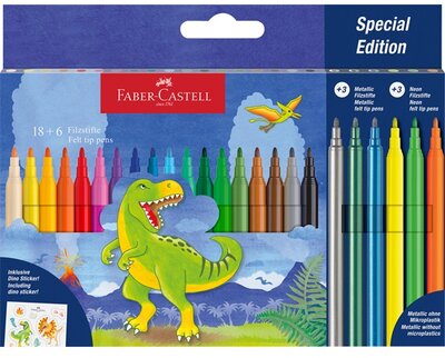 Faber-Castell Dinoszaurusz 18+6 db filctoll készlet, matricával