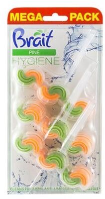 WC tisztító blokk, 2 fázisú, 3x45 g, "Brait Hygiene and fresh", fenyő