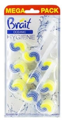 WC tisztító blokk, 2 fázisú, 3x45 g, "Brait Hygiene and fresh", óceán