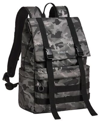 Notebook hátizsák, 15,6", rolltop, 15L, RIVACASE "7621 Sherwood", szürke-terepminta