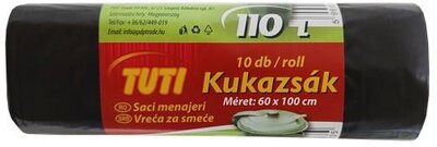Szemeteszsák, 110 l, 10 db, 60x100 cm, 17 µ, TUTI, fekete, (10 db)