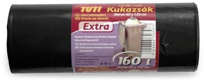 Szemeteszsák, 160 l, 10 db, 80x120 cm, 30 µ, TUTI "Extra", fekete, (10 db)