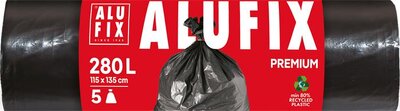 Szemeteszsák, 280 l, 5 db, 115x135 cm, 60 µ, ALUFIX, fekete, (5 db)