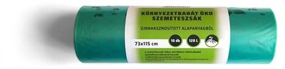 Szemeteszsák, 73x115x1,15 cm, 120 l, 10 db, zöld, (10 db)