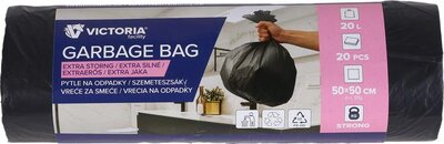 Szemeteszsák, extra erős, 20 l, 20 db, 50x50 cm, VICTORIA FACILITY, (20 db)