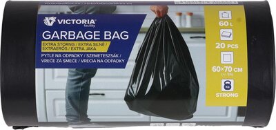 Szemeteszsák, extra erős, 60 l, 20 db, 60x70 cm, VICTORIA FACILITY, (20 db)