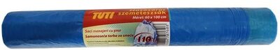 Szemeteszsák, zárószalagos, 110 l, 10 db, 60x100 cm, 23 µ, TUTI, kék, (10 db)