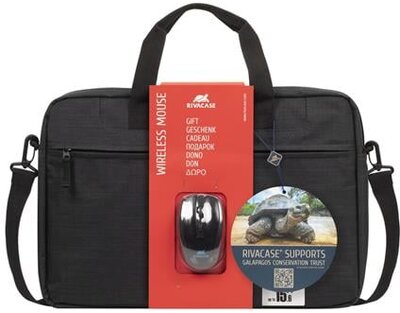 Notebook táska, 15,6", vezeték nélküli egérrel, RIVACASE "Regent 8038", fekete