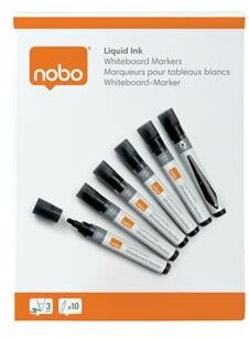 Táblamarker, folyékonytintás, kúpos, 1-3 mm, NOBO, fekete, (10 db)