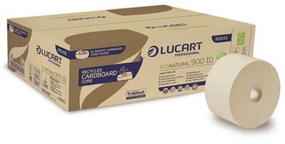 Toalettpapír, 2 rétegű, nagytekercses, Identity Autocut adagolóhoz, LUCART "EcoNatural 900 ID", havanna barna, (12 tek)